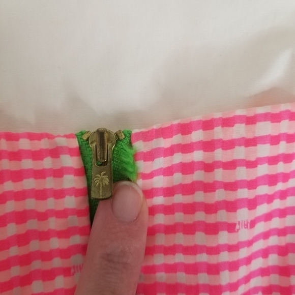 Lilly Pulitzer Lowe Fiesta Pink Pretty Gingham Strapless Peplum Dress Size 4 - Picture 15 of 15